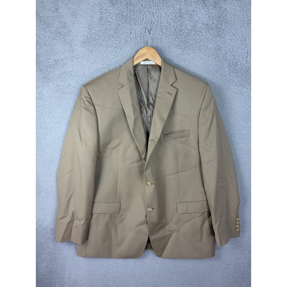 Lauren Ralph Lauren Blazer Mens 46R Beige 100% Wool Sport Coat 2 Button Jacket